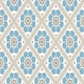 Vintage wallpaper. Modern geometric pattern, inspired by old wallpapers. Nice retro colors - grey beige and calm blue. Royalty Free Stock Photo