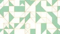 Modern Geometric Pattern: Mint Green, White, and Gold Abstract Background with Triangle and Square Shapes Royalty Free Stock Photo