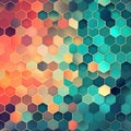 Modern Geometric Pattern with Teal, Coral, Gold Hexagons, Triangles, Circles Royalty Free Stock Photo
