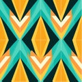 Modern Geometric Pattern With Turquoise And Orange Tiles