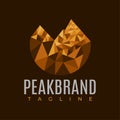 Modern geometric pixel mountain logo design vector. Digital mountain peak logo.