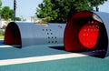 Modern geometric playground tunnels are fun Royalty Free Stock Photo