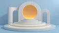 modern geometric podium with glowing lights Royalty Free Stock Photo