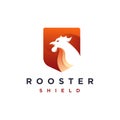 Modern geometric rooster and shield logo icon