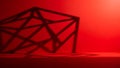 Modern Geometric Sculpture Against Vibrant Red Background Royalty Free Stock Photo