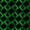 Modern geometric seamless illusion pattern of bright green impossible shapes - rhombuses on a black background. Royalty Free Stock Photo