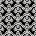 Modern geometric seamless pattern. Abstract black vector background wallpaper illustration with white 3d geometric shapes, figure Royalty Free Stock Photo