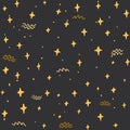 Modern Geometric seamless Pattern. Vector Star Pattern Background. Star doodle star. black yellow sky blots dots