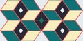 Modern Geometric Teal and Cream Interlocking Hexagon Pattern With Red Accents and Retro Style Tessellation Royalty Free Stock Photo