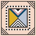 Modern geometric tile triangle emblem frame decoration art work design element on pink