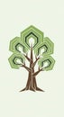 Modern geometric tree illustration with abstract hexagonal foliage on a clean light background Royalty Free Stock Photo