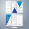 Modern geometric tri fold brochure design template vector Royalty Free Stock Photo