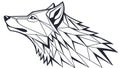 Modern geometric wolf head logo in a black and white polygonal style, vector design Generative AI Royalty Free Stock Photo