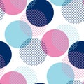 Modern geometry pink and blue polka dot seamless pattern