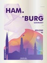 Germany Hamburg skyline city gradient vector poster