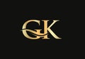 Modern GK Logo Design for business and company identity. Creative GK letter with luxury concept