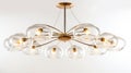 Modern Glass And Brass Chandelier Lighting Pendant With 8 Globes Royalty Free Stock Photo