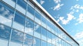 Modern Glass Facade Reflecting Blue Sky and Clouds Architecture Detail Royalty Free Stock Photo