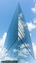 Modern glass building skyscraper in duesseldorf blue sky