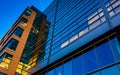 Modern glass building at twilight, in Baltimore, Maryland. Royalty Free Stock Photo