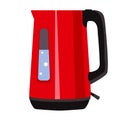 Modern glass electric kettle for boiling water. Red kettle with boiling water on a white background. Royalty Free Stock Photo