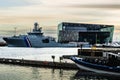 Iceland Coast Guard Boat in Reykjavik Harbour next to the Harpa Royalty Free Stock Photo