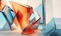 Modern glass morphism design with blue and orange glass structures. Created by AI Royalty Free Stock Photo