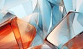 Modern glass morphism design with blue and orange glass structures. Created by AI Royalty Free Stock Photo