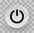 Modern glass power button icon with a sleek, glossy effect on a transparent background. A universal symbol for onoff Royalty Free Stock Photo