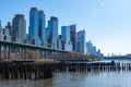 Modern Glass Skyscrapers in the Lincoln Square New York City Skyline along the Hudson River on a Clear Blue Day Royalty Free Stock Photo