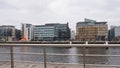 Modern glass and steel office buildings in the redeveloped Docklands area of Dublin, Ireland Royalty Free Stock Photo