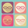 Modern glasses. Flat icons vector collection with long shadow effect in stylish colors of web design objects, business, office Royalty Free Stock Photo