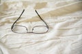 Modern Glasses on white bed Royalty Free Stock Photo