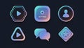 Modern Glassmorphism Icon Set for UI UX Web Design with Gradient Colors Royalty Free Stock Photo