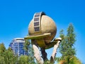 Modern Globe Sculpture and Perth High Rise Office Buildings, Western Australia