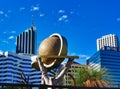 Modern Globe Sculpture and Perth High Rise Office Buildings, Western Australia