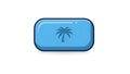 Glossy Blue Tropical Travel Button with Palm Tree Icon Royalty Free Stock Photo