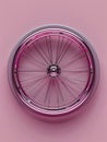 Modern Glossy Chrome Car Wheel with Pink Neon Lighting on Pastel Background for Automotive Design Concepts Royalty Free Stock Photo