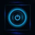 Modern glowing blue light power button icon