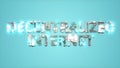 Modern shining cybernetic text DECENTRALIZED INTERNET on blue bg - abstract 3D rendering