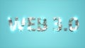 modern glowing cybernetical text WEB 3 0 on blue background - abstract 3D illustration
