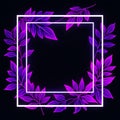 Modern glowing leaf frame design perfect for dynamic digital banners and tech projects. Royalty Free Stock Photo