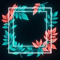 Modern glowing leaf frame design perfect for dynamic digital banners and tech projects. Royalty Free Stock Photo
