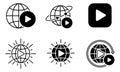 Modern glyph icon set featuring global video and live streaming symbols for web and app design Royalty Free Stock Photo
