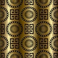 Modern gold meander seamless pattern. Vector greek key background. Ornamental floral design. 3d wallpaper with greek key black o Royalty Free Stock Photo