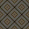 Modern gold silver waffle 3d vector seamles pattern. Geometric ornamental waffled background. Beautiful greek key meanders