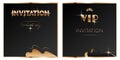 Modern gold vip invitation background. Set of golden elegant business card template. Black luxury gift certificate for members Royalty Free Stock Photo