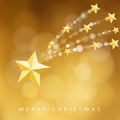 Modern golden christmas greeting card, invitation with comet, falling star,