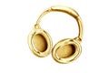 modern golden headphones isolated on white Royalty Free Stock Photo