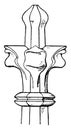 Modern Gothic Finial, three dimensional cross, vintage engraving